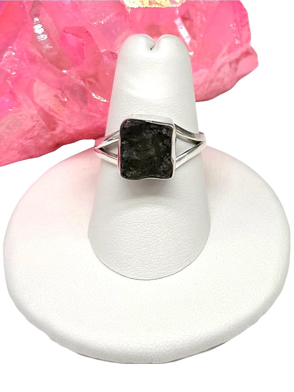 Moldavite Ring Solid 925 Sterling Silver Size 7